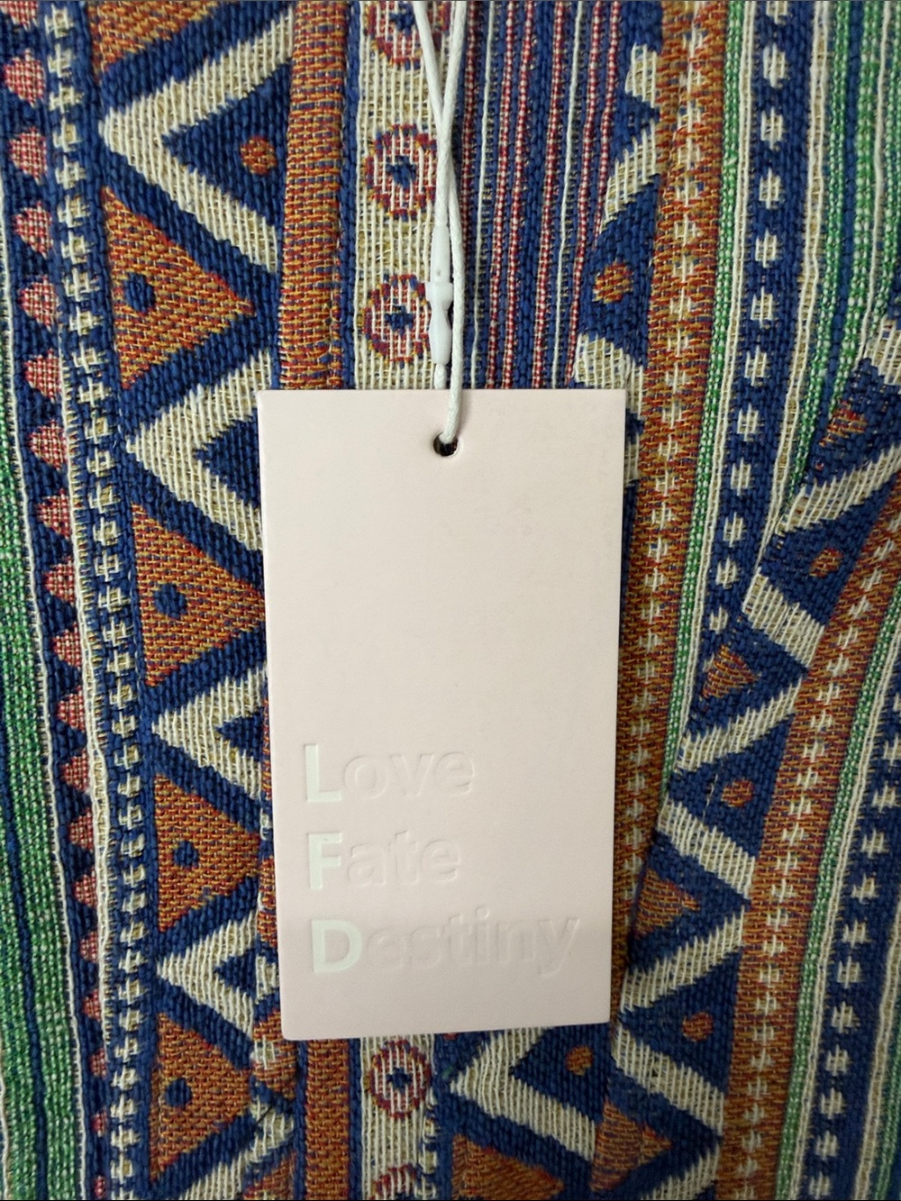 NWT Love Fate Destiny Striped Embroidered Crop Tank in Blue, Green & Rust - Picture 3 of 9